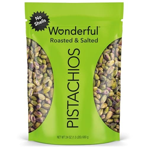 Best Pistachios #8 from Wonderful Pistachios Wonderful Pistachios No Shells, Roasted & Salted Nuts, 24 Ounce Resealable Bag, Protein Snacks, Gluten Free, Healthy Snack