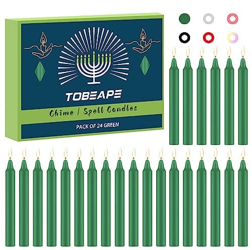 Best Green Candles #3 from Tobeape Tobeape Spell Chime Candles 24 pcs Green Candles, 4" Tall Unscented Mini Magic Taper Candle Bulk for Witchcraft, Wiccan Altar, Rituals, Prayer, Meditation, Birthday Party, Home Decor