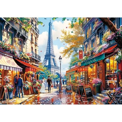 Best Puzzle for Adults #9 from Edsjegn 1000 Pieces Puzzle for Adults - Charming Paris Puzzle for Adults Children - Recycled Paper Jigsaw Puzzle 1000 Pieces - Fun and Challenging Family Game Great Gift Idea, Finished Size is 28 * 20 in