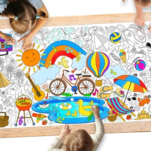 Best Coloring Posters for Kids #10 from Gatherfun Gatherfun Giant Coloring Poster for Classroom - 31.5x72 Versatile Summer Activity Poster/Table Cover for School Parties, Birthday & Special Events Decoration
