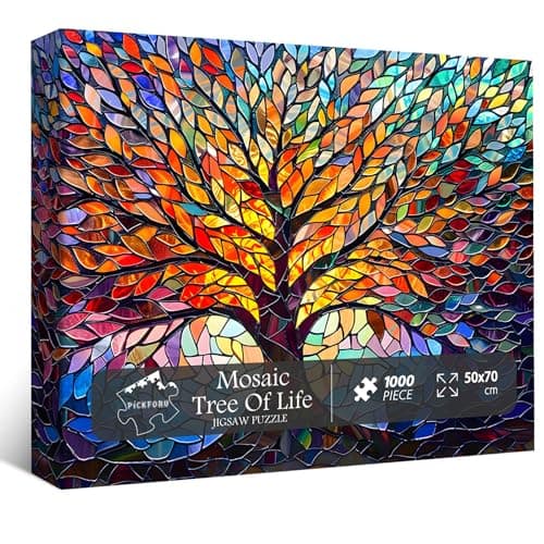 Best Puzzle for Adults #2 from PICKFORU PICKFORU Stained Glass Puzzle Tree of Life Puzzles for Adults 1000 Pieces, Impossible Hard Difficult Challenging Puzzles for Adults, Colorful Mosaic Tree of Life Jigsaw Puzzle 1000 Pieces