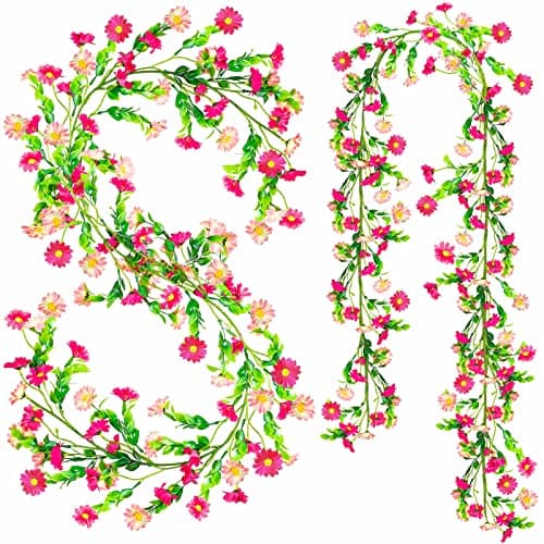 Best Spring Garlands #9 from KVCSYAW 2 Pack Spring Flower Garland, 13.6 Ft Silky Artificial Pink Garland with Pink Daisy and Vine, Floral Garlands Decoration for Room Wall, Flower Themed Party, Wedding Supplies
